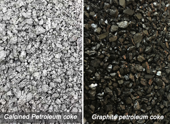 Calcined petroleum coke and graphite petroleum coke